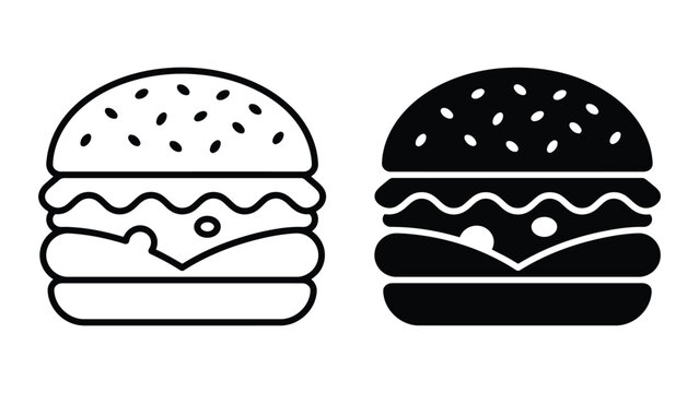 Cheeseburger food icon set for menu design with cheeseburger, hamburger