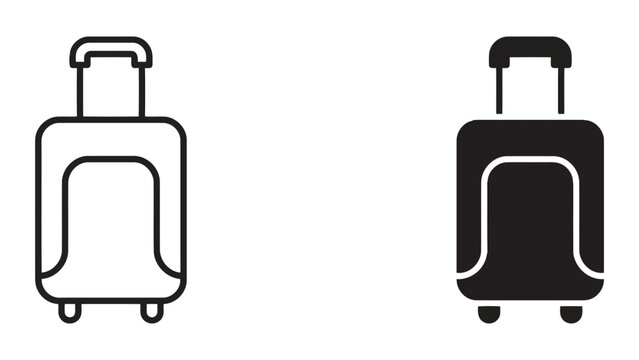 Travel suitcase luggage baggage trolley icons with suitcase vacation transport