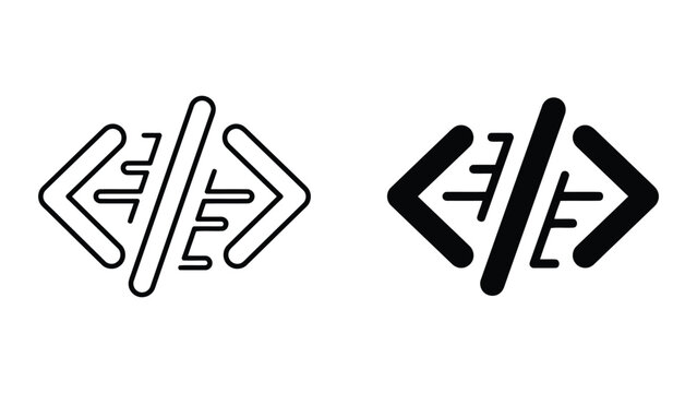 Programming code development symbol icon set with programming, development