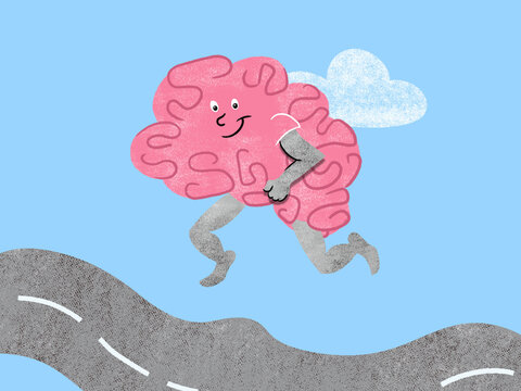 Brain Runs on a Road Under a Blue Sky 