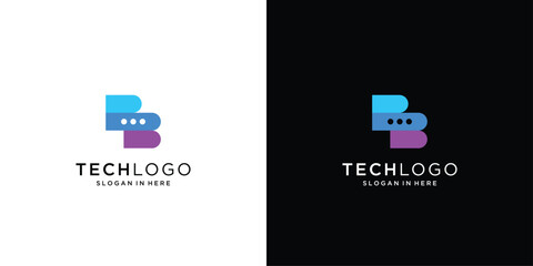 initial letter B tech logo design. Modern minimal logo icon vector isolated on black background. © Urwah