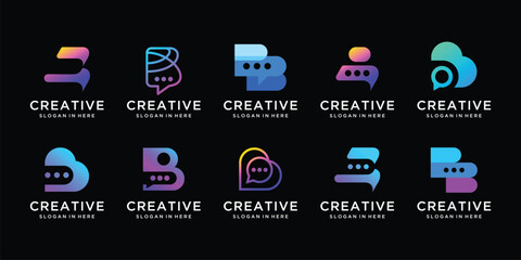 Mega logo collection with innovation letter B. Abstract geometric initial B logo for business, platform tech and artificial intelligence graphic design. © Urwah