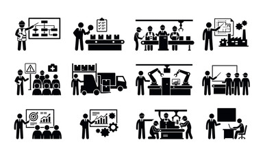 Obraz premium Labor day industrial workers and factory scenes silhouette