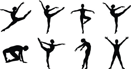 Ballet Dancer Silhouette Collection with Graceful Dance Poses and Elegant Performance Movements © boishakhisarker