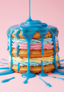 Colorful dripping cake
