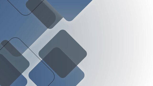 Abstract geometric background with overlapping rounded squares soft gradients and copy space for modern business animation
