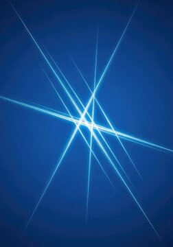 Vibrant neon blue streaks of light crisscross an elegant deep azure backdrop creating a sense of dynamic motion and futuristic energy, lines, motion, background