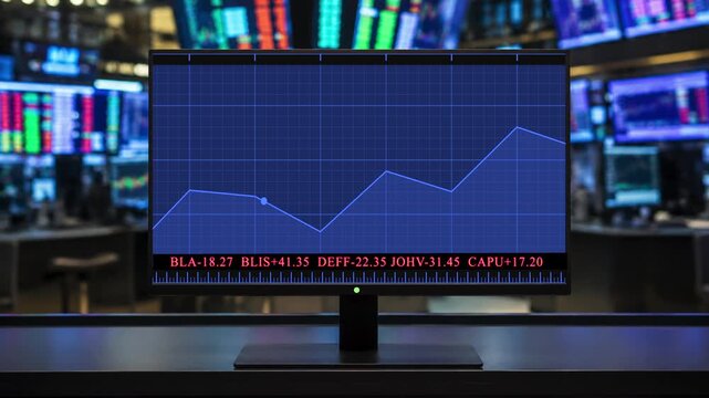 Stock market ticker monitor close up
