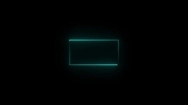 Glowing Neon Rectangle Frame with Broken Corner on Black Background for Modern Technology and Applications.