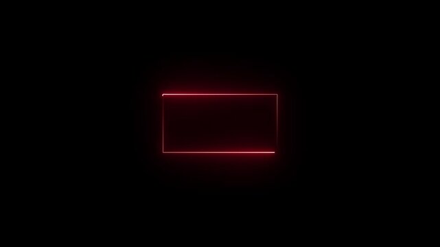 Neon Red Glowing Square Frame with Broken Line Effect on Black Background for Modern Technology and Futuristic.