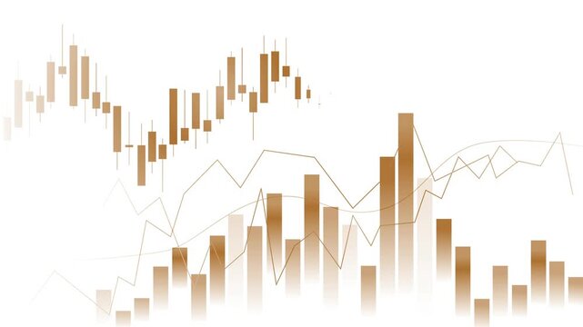 Abstract financial chart candlestick graph and rising and falling bars showing market data and trend changes animation