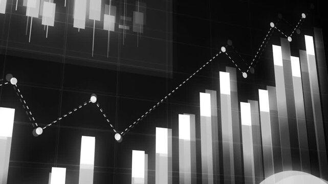 Abstract financial chart with rising bars and line graph business growth data analysis and market trends animation