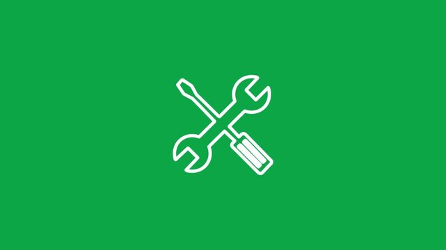 Wrench and screwdriver tools icon on green