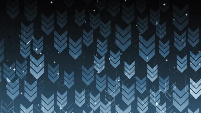 Abstract background with repeating chevron arrows and small sparkles animation