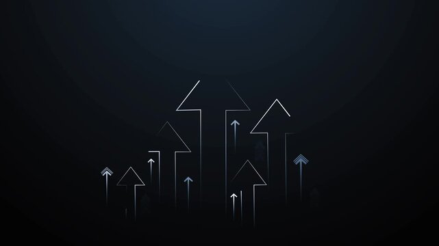 Minimal background with hand drawn upward arrows in different sizes animation