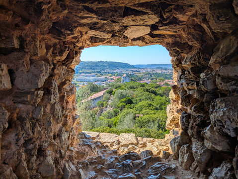 stone castle wall opening Obidos