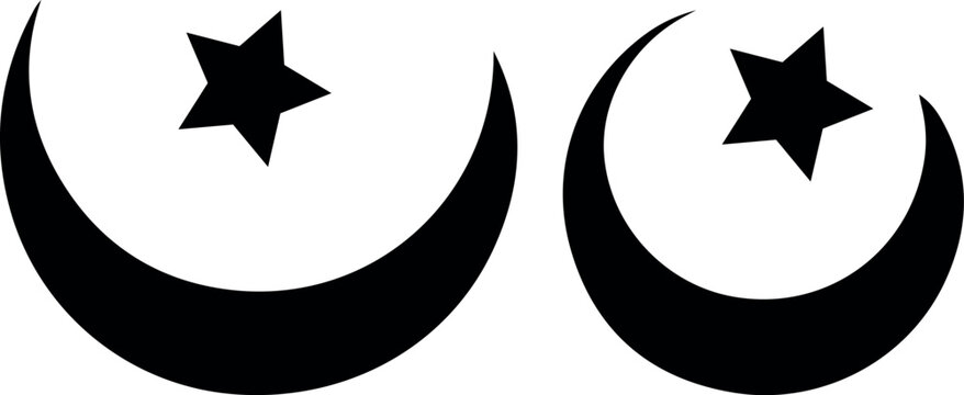 Islamic crescent moons with stars symbol pair