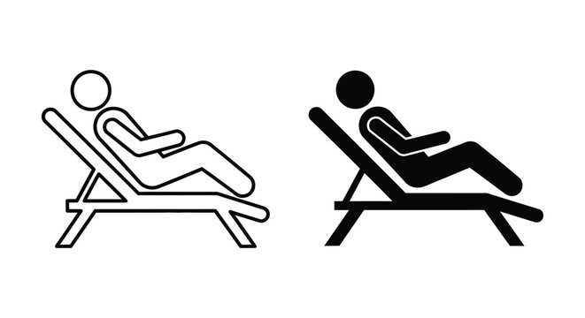 Person relaxing on deck chair icon comparison