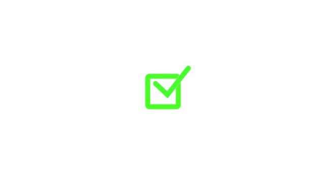 Animated checklist with green checkmarks in square boxes .Digital risk management checklist with glowing check marks for verification