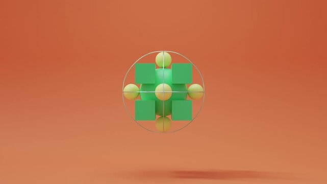 Abstract 3D animation with colorful geometric objects in vivid neon colors, modern digital composition, realistic render, contemporary minimalist design, premium creative background for visual project
