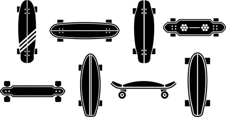 Vintage Y2K skateboard emblem vector design with retro crossed skate boards and neon streetwear graphics © MstMonira