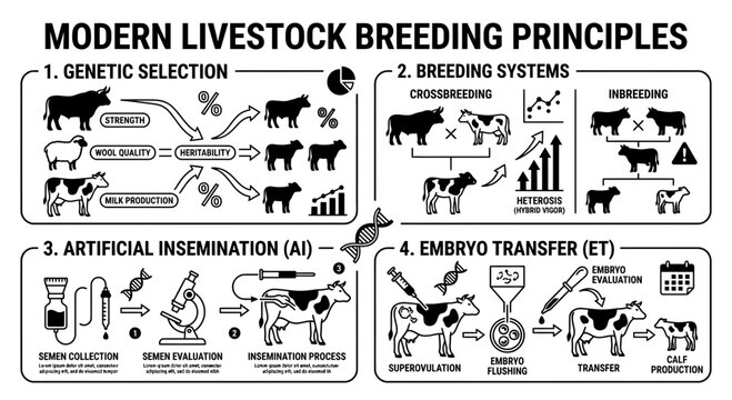 Modern Livestock Breeding Principles: Genetics, AI, Embryo Transfer, Crossbreeding, Inbreeding
