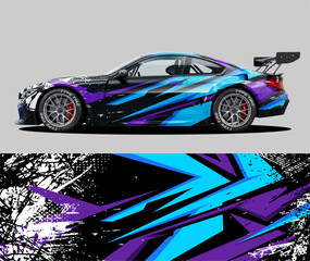 Naklejka na ściany i meble Modern sports car wrap decal design vector illustration for racing vehicle livery