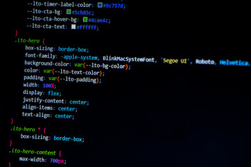 Work from home concept of programmer. Technology abstract background of coding screen for web design, software development, data analysis, data security concept. © Hasib