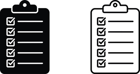 Checklist Clipboard Icon Set in Black and White Vector © MdRafiqul