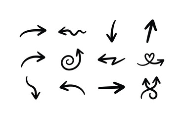 Fototapeta premium Hand Drawn Arrows Icons Set for Graphic Design