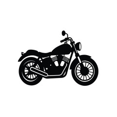Obraz premium Detailed black silhouette vector graphic of a classic motorcycle side view for web design.