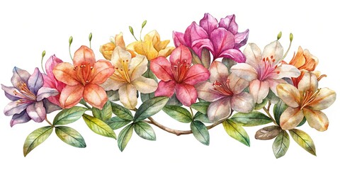 Obraz premium Beautiful bouquet of colorful blooming flowers - A vibrant assortment of soft pastel and bright flowers in full bloom with lush green leaves.