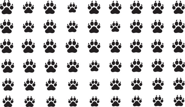 Seamless pattern of black animal footprints isolated on transparent background vector design. Vector Illustration