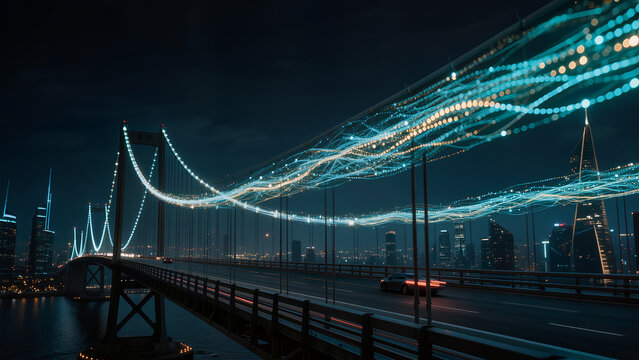 Digital Data Bridge Concept Representing High Speed Internet and Connectivity