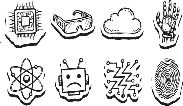 Native American Indian Vector Illustration Set with Cultural Icons, Food Symbols, Animals, Pizza, Coffee, Fish and Dog Cartoon Silhouettes Collection Design Elements