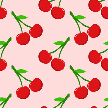 vector seamless pattern with cherrys, suitable for wallpaper, banner, textile design, packaging design