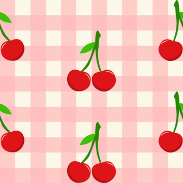 vector seamless background with cherries, suitable for wallpaper, banner, textile design, packaging design