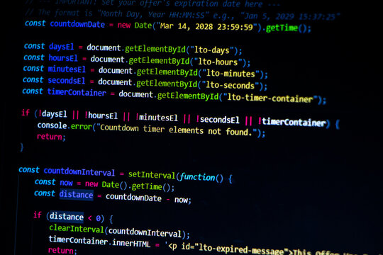Programmer or coding screen. Web developer coding screen. Technology abstract background of coding screen for web design, software development, data analysis, data security concept.