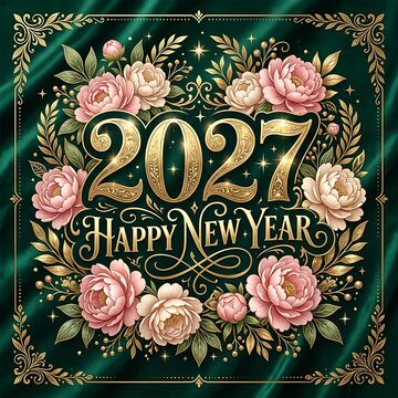 Happy New Year 2027 greeting card