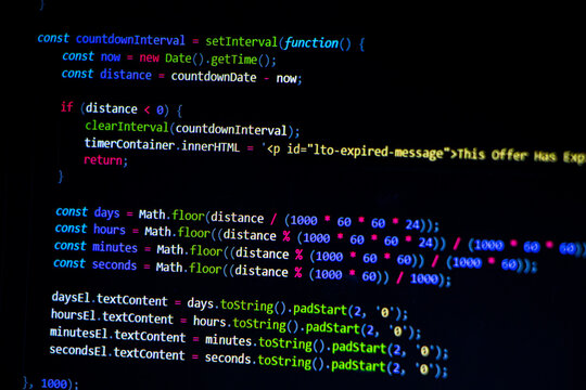 Developer coding screen. Web developer coding screen. Technology abstract background of coding screen for web design, software development, data analysis, data security concept.