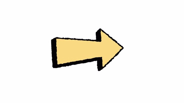 Yellow Hand Drawn Doodle Arrow Pointing Right Wiggle Animation Loop 4K Alpha Channel