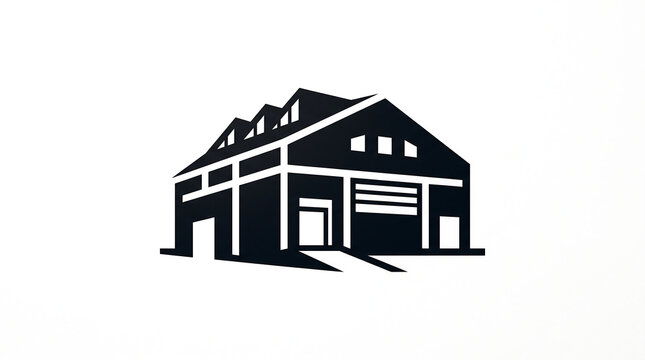 Black Silhouette Warehouse Building Logo Icon 2026 2027 Storage Industry