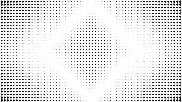 Black halftone dot gradient abstract background with fading dots loading animated pattern on transparent background
