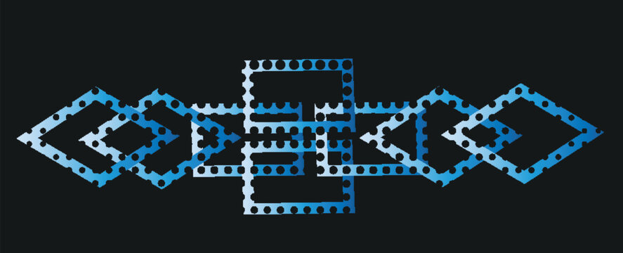 Abstract cyberpunk background with blue geometric tech frame and futuristic digital interface border vector.