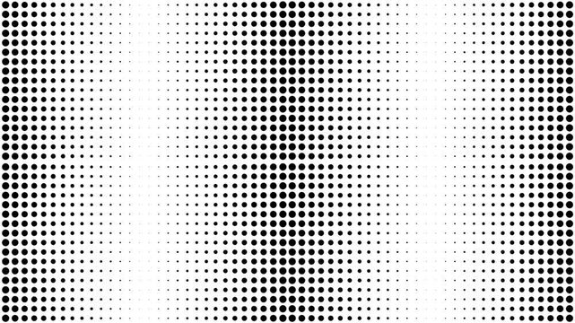 Black halftone dot gradient abstract background with fading dots loading animated pattern on transparent background