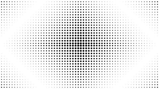 Black halftone dot gradient abstract background with fading dots loading animated pattern on transparent background