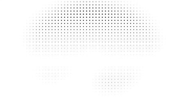 Black halftone dot gradient abstract background with fading dots loading animated pattern on transparent background
