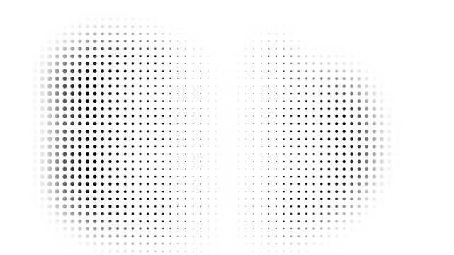 Black halftone dot gradient abstract background with fading dots loading animated pattern on transparent background
