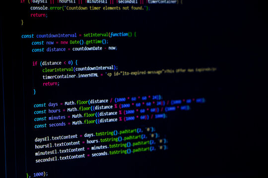 Coding or programming screen of web designer. Technology abstract background of coding screen for web design, software development, data analysis, data security concept.