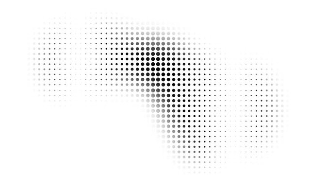 Black halftone dot gradient abstract background with fading dots loading animated pattern on transparent background